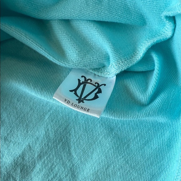 VD Lounge Boutique Light Blue V-Neck Short Sleeve Dress Cotton Spandex XL - Picture 4 of 7